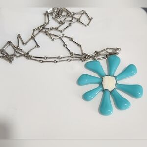 Blue Flower Pendant Necklace